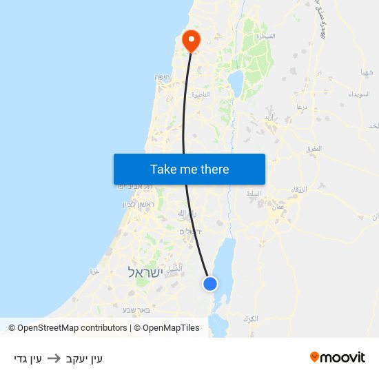 עין גדי to עין יעקב map