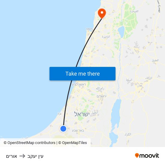 אורים to עין יעקב map