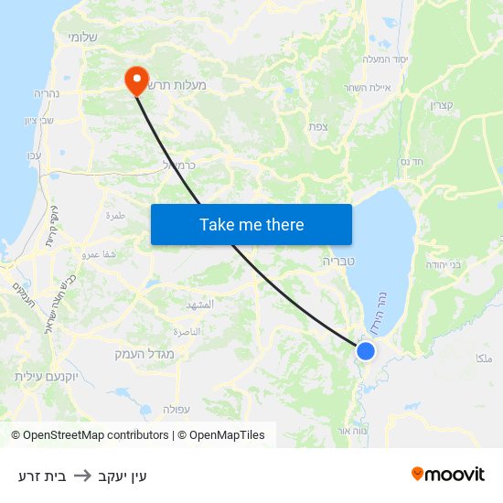 בית זרע to עין יעקב map