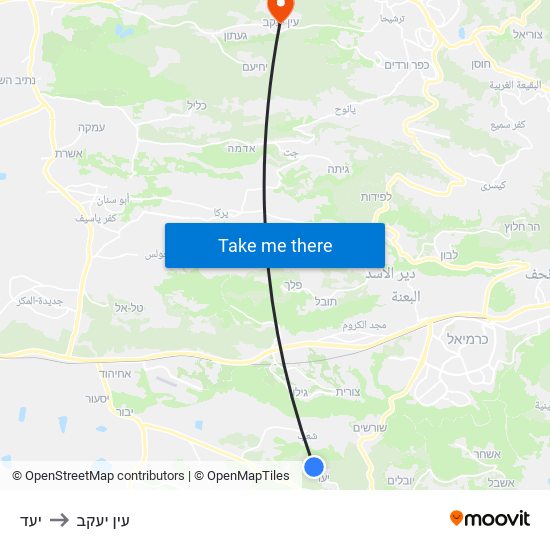 יעד to עין יעקב map