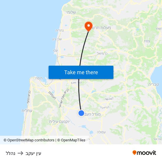 נהלל to עין יעקב map