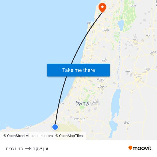 בני נצרים to עין יעקב map