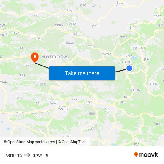 בר יוחאי to עין יעקב map