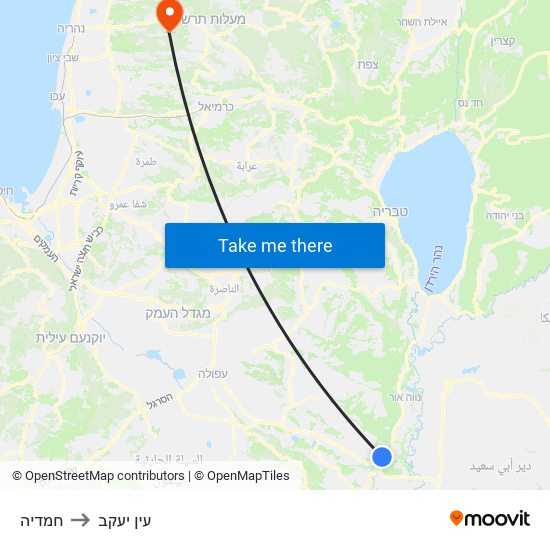 חמדיה to עין יעקב map