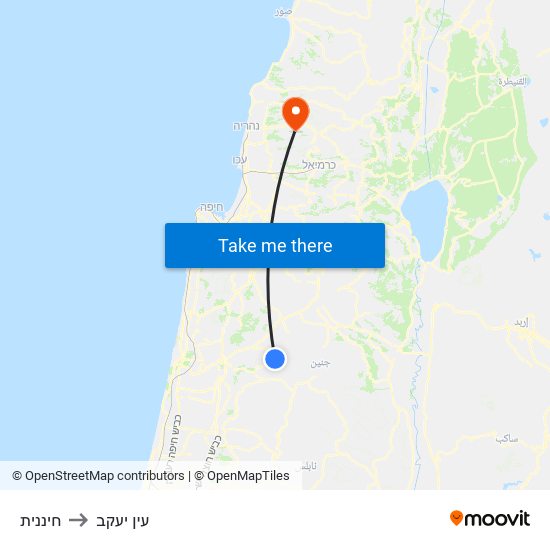 חיננית to עין יעקב map