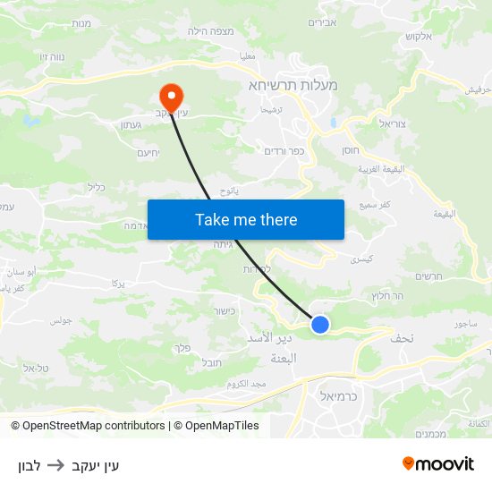 לבון to עין יעקב map