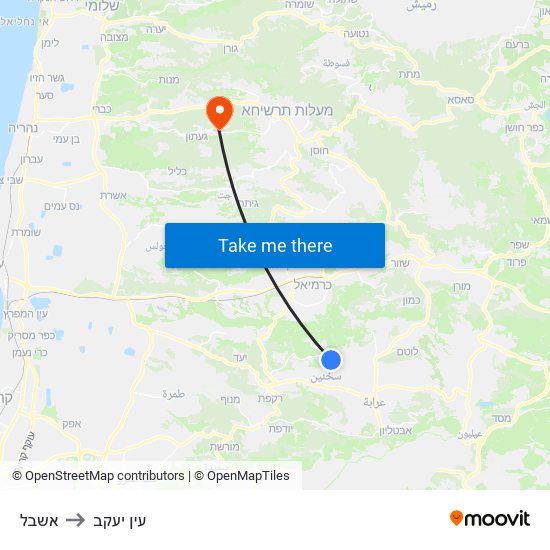 אשבל to עין יעקב map