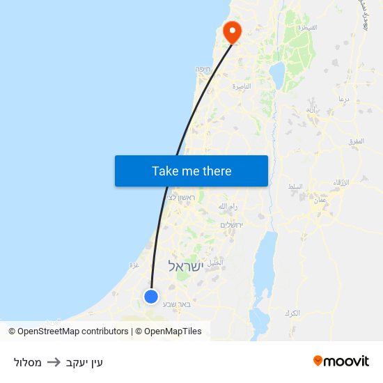 מסלול to עין יעקב map