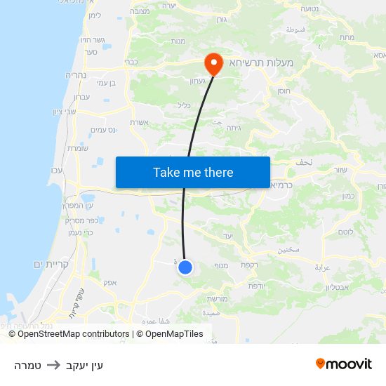 טמרה to עין יעקב map