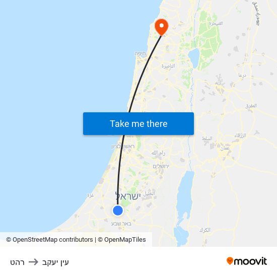 רהט to עין יעקב map