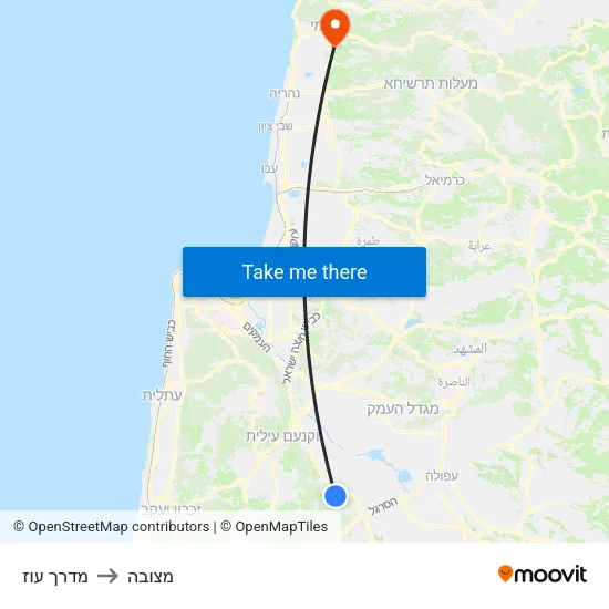 מדרך עוז to מצובה map