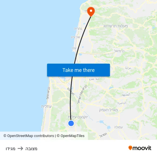 מגידו to מצובה map