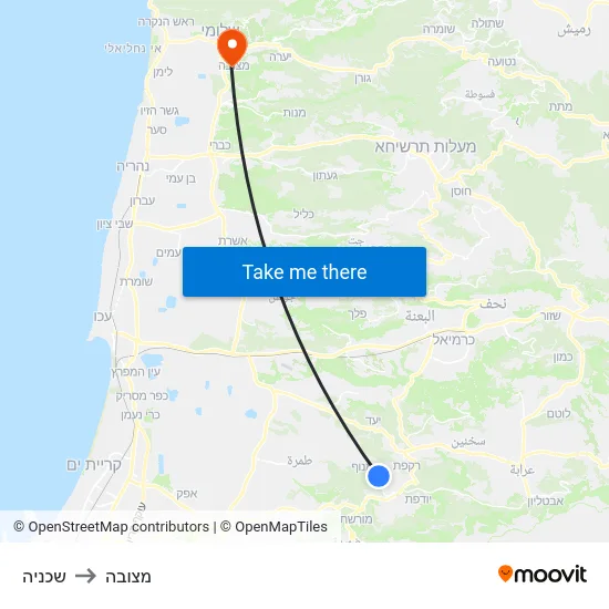 שכניה to מצובה map