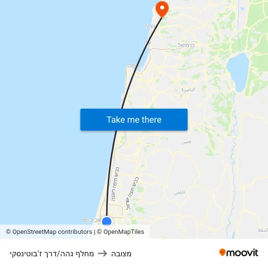 מחלף גהה/דרך ז'בוטינסקי to מצובה map