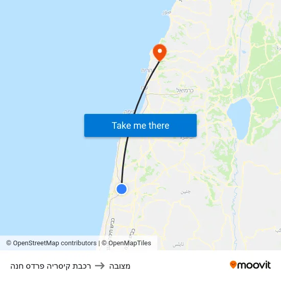 רכבת קיסריה פרדס חנה to מצובה map