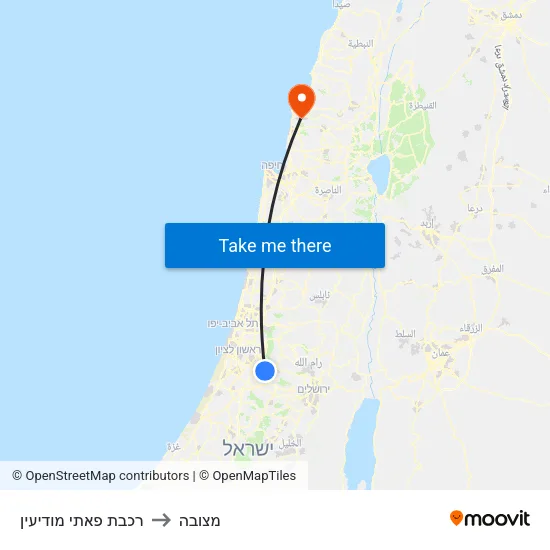 רכבת פאתי מודיעין to מצובה map