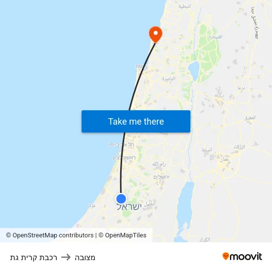 רכבת קרית גת to מצובה map