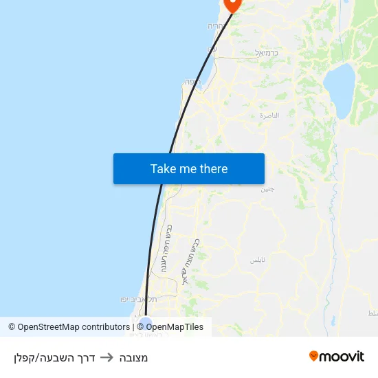 דרך השבעה/קפלן to מצובה map