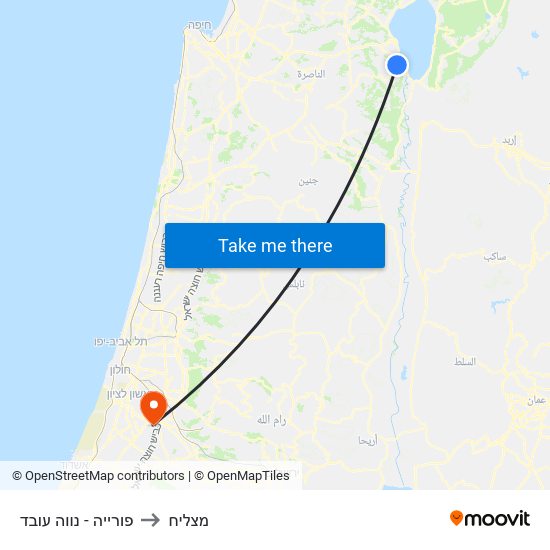 פורייה - נווה עובד to מצליח map