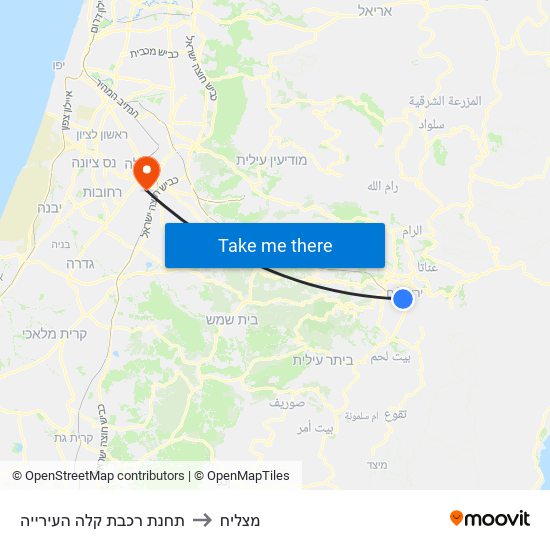 תחנת רכבת קלה העירייה to מצליח map