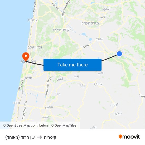 עין חרוד (מאוחד) to קיסריה map