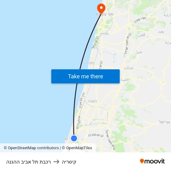 רכבת תל אביב ההגנה to קיסריה map
