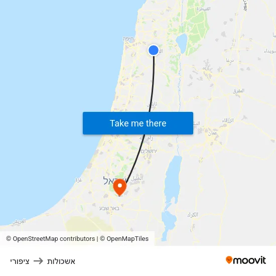 ציפורי to אשכולות map