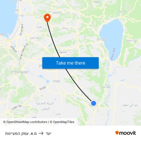 מ.א. עמק המעיינות to יעד map