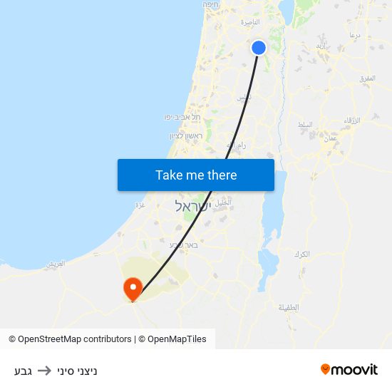 גבע to ניצני סיני map