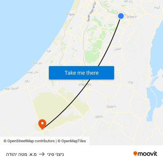 מ.א. מטה יהודה to ניצני סיני map