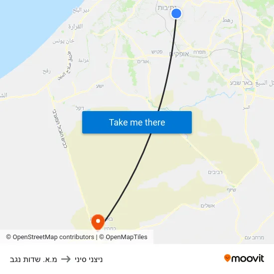 מ.א. שדות נגב to ניצני סיני map