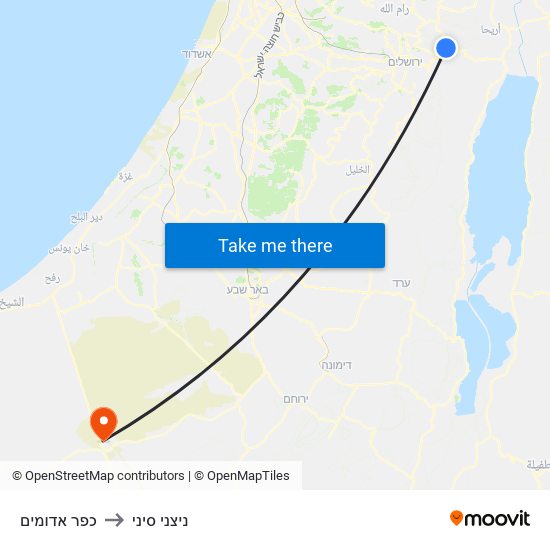 כפר אדומים to ניצני סיני map