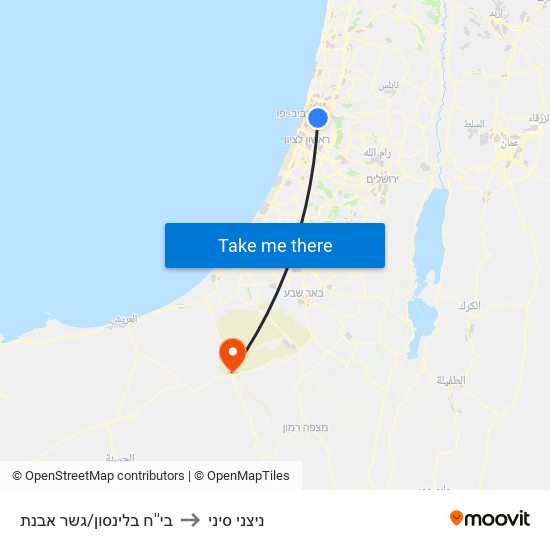 בי''ח בלינסון/גשר מבצע ארנון to ניצני סיני map