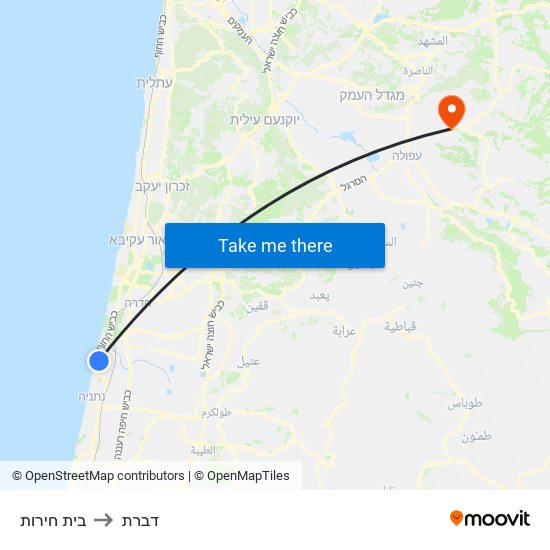 בית חירות to דברת map