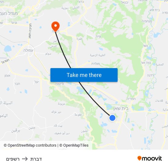 רשפים to דברת map