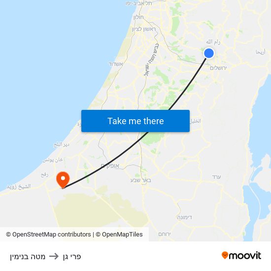 מטה בנימין to פרי גן map