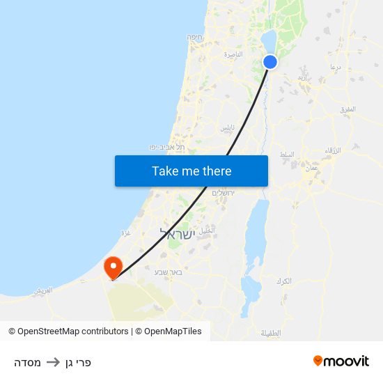 מסדה to פרי גן map