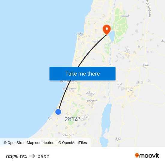 בית שקמה to חמאם map