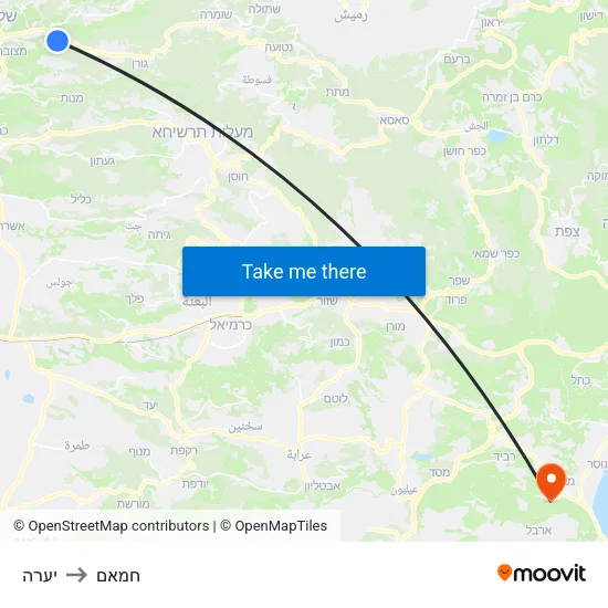 יערה to חמאם map