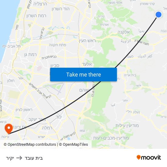 יקיר to בית עובד map