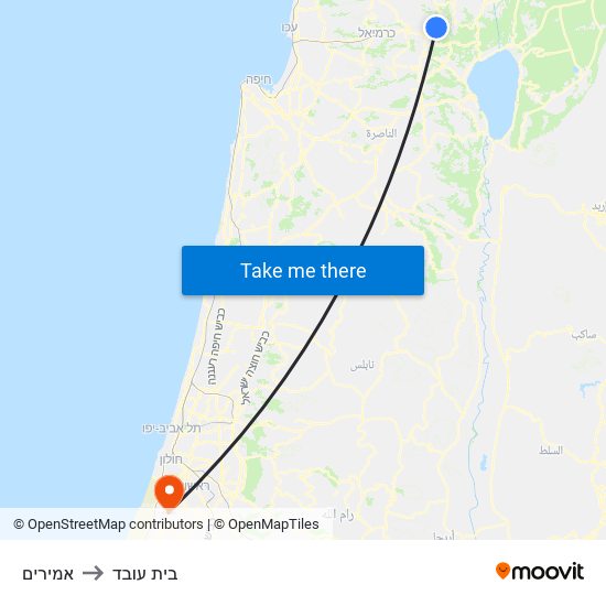 אמירים to בית עובד map