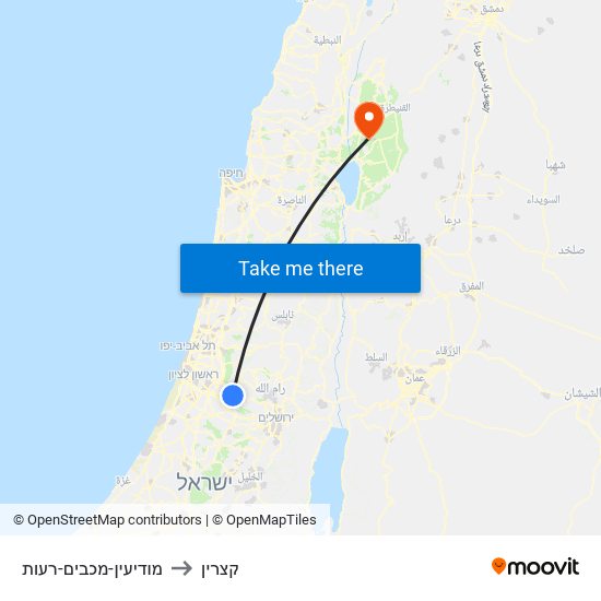 מודיעין-מכבים-רעות to קצרין map