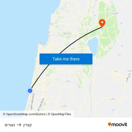 נעורים to קצרין map