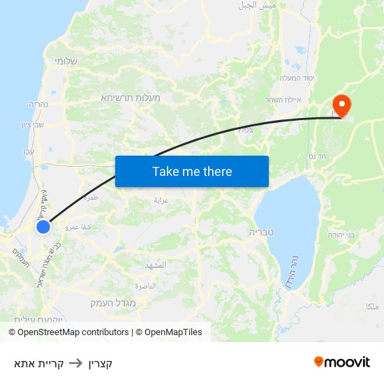 קריית אתא to קצרין map