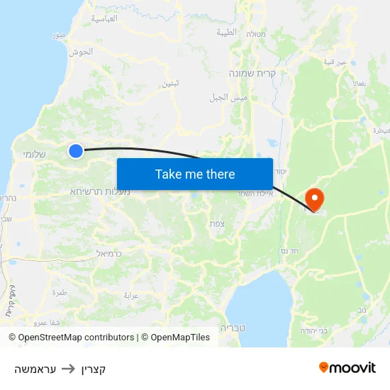 עראמשה to קצרין map