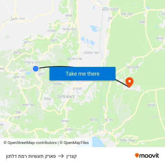 פארק תעשיות רמת דלתון to קצרין map