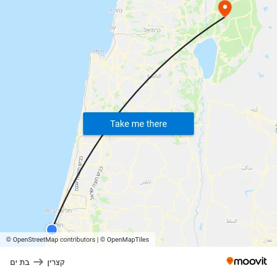 בת ים to קצרין map