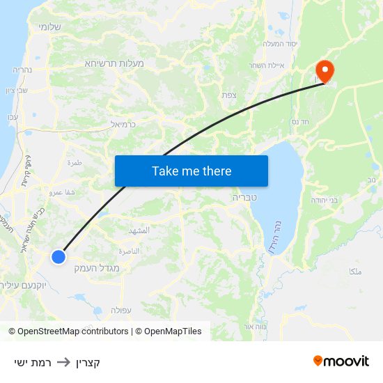 רמת ישי to קצרין map