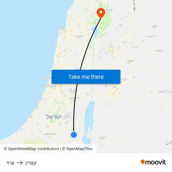 ערד to קצרין map