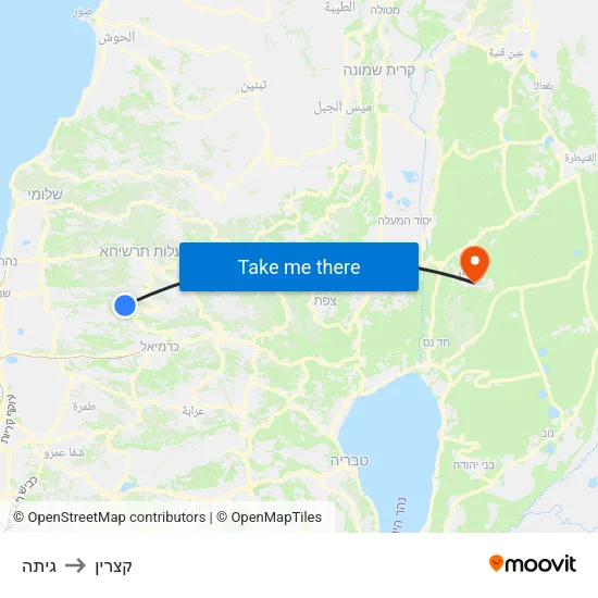 גיתה to קצרין map